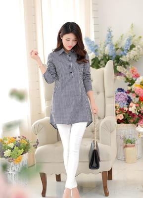 2015春季新款全棉中長款格子襯衫 舒適時(shí)尚的女士長袖襯衣批發(fā)與零售指南